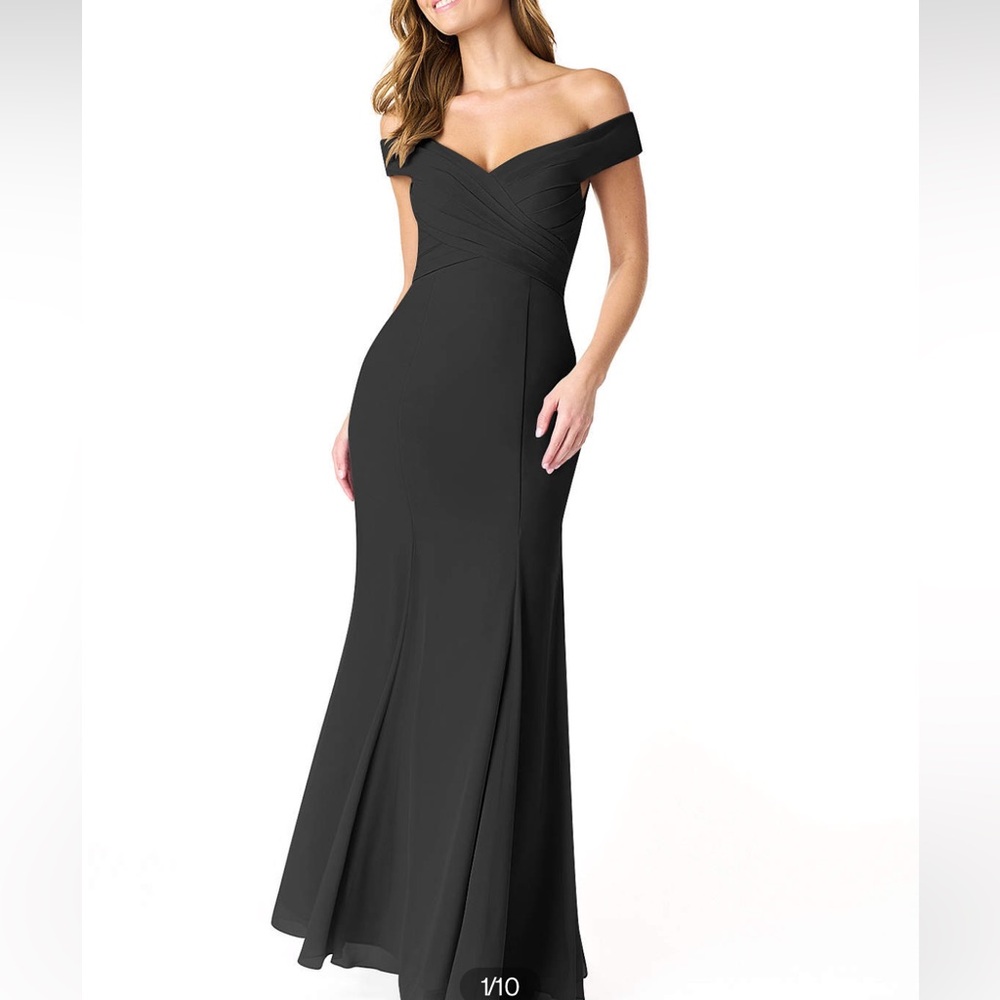 Azazie Lecia black bridesmaids dress
